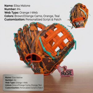 Custom softball glove with vibrant colors
